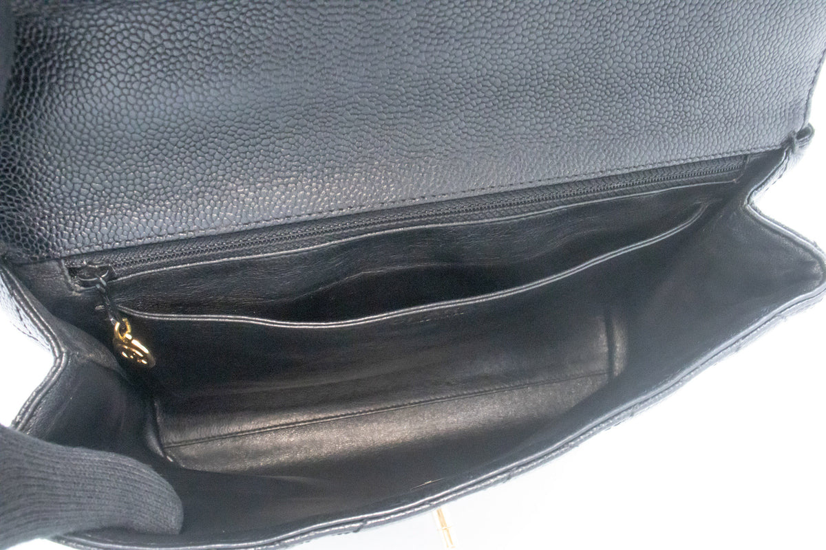 CHANEL Grained Calfskin Handbag Top Handle Bag Kelly Black Flap an4 hannari-shop