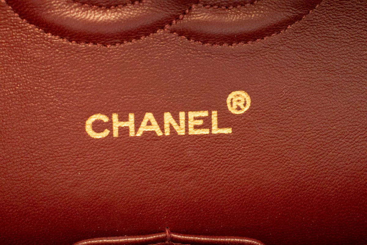 CHANEL Classic Double Flap 10" Chain Shoulder Bag Black Lambskin ap6 hannari-shop