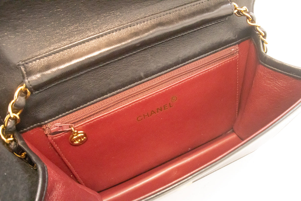 CHANEL Full Flap Chain Schultertasche Clutch Schwarz Gestepptes Lammleder ao4 hannari-shop