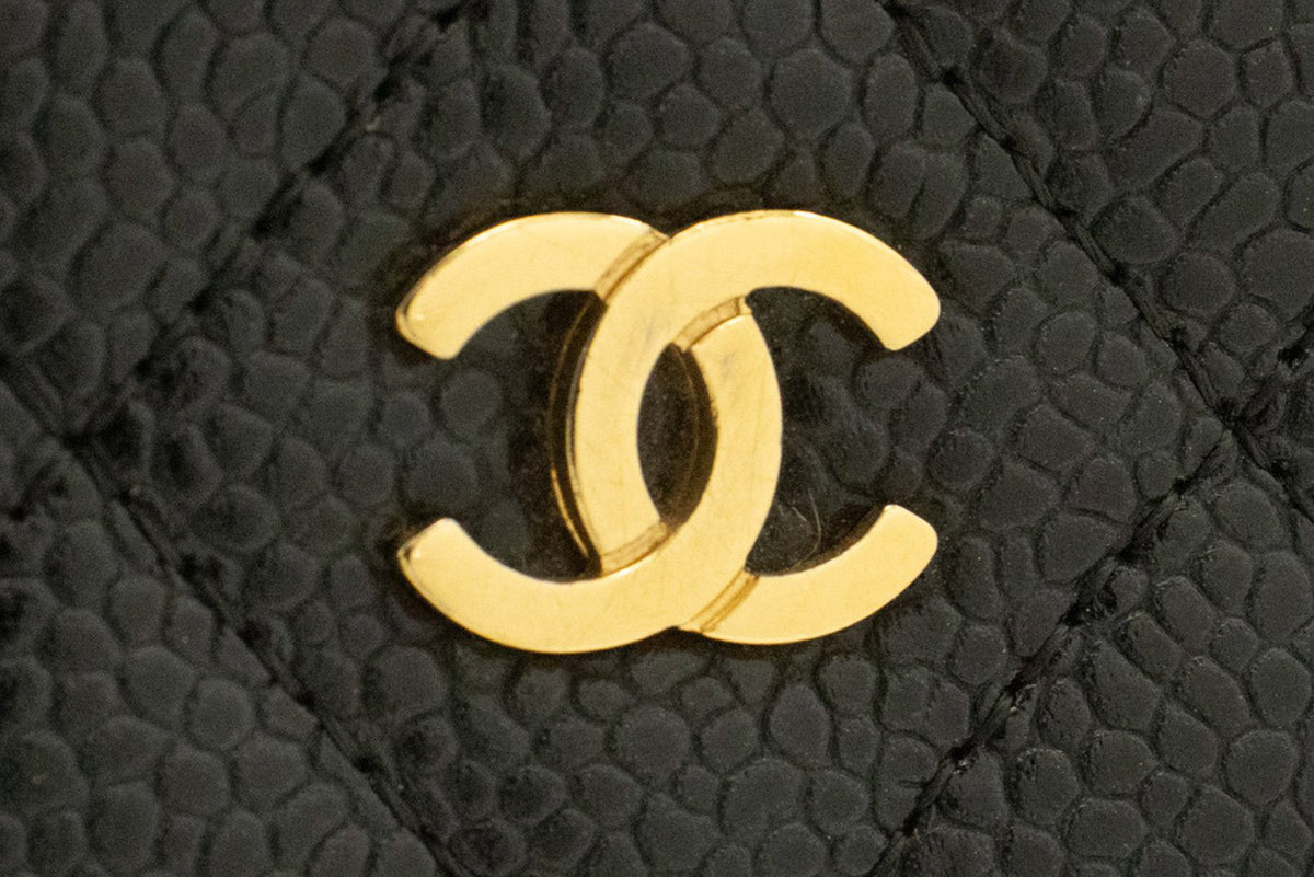 CHANEL Grained Calfskin Wallet On Chain WOC Black Shoulder Bag ap1 — interior hannari-shop