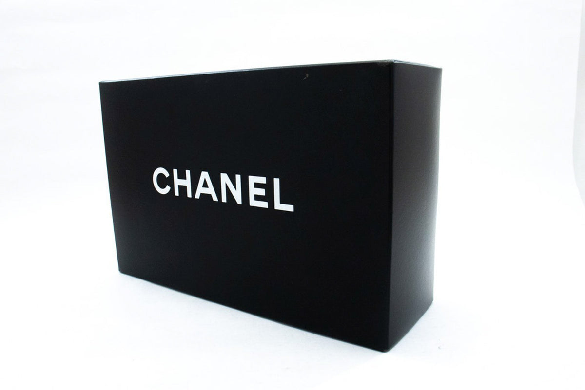 CHANEL Full Flap Ketten-Umhängetasche Clutch Schwarz Stepp-Lammleder ao5 hannari-shop