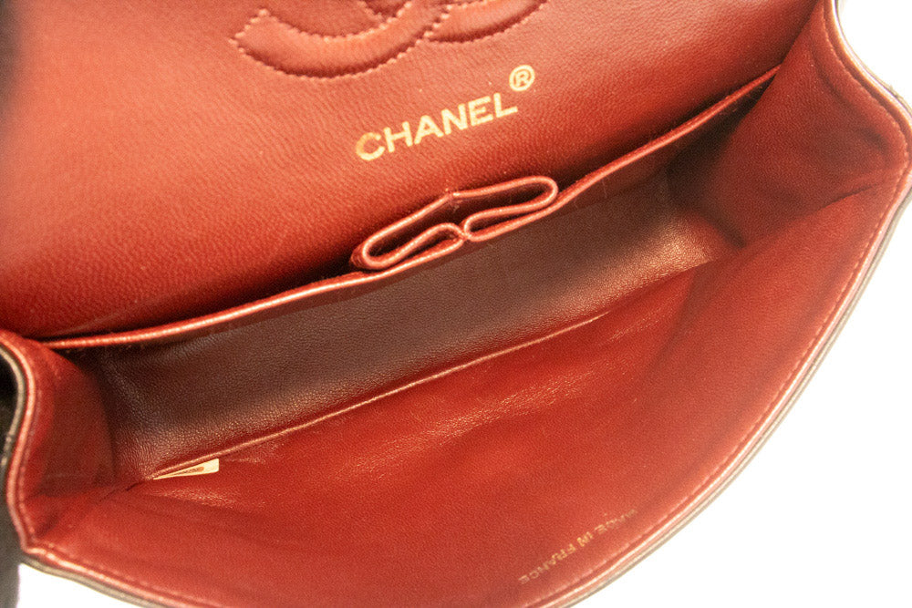 CHANEL Classic Double Flap 9" Chain Shoulder Bag Schwarzes Lammleder ap2 hannari-shop