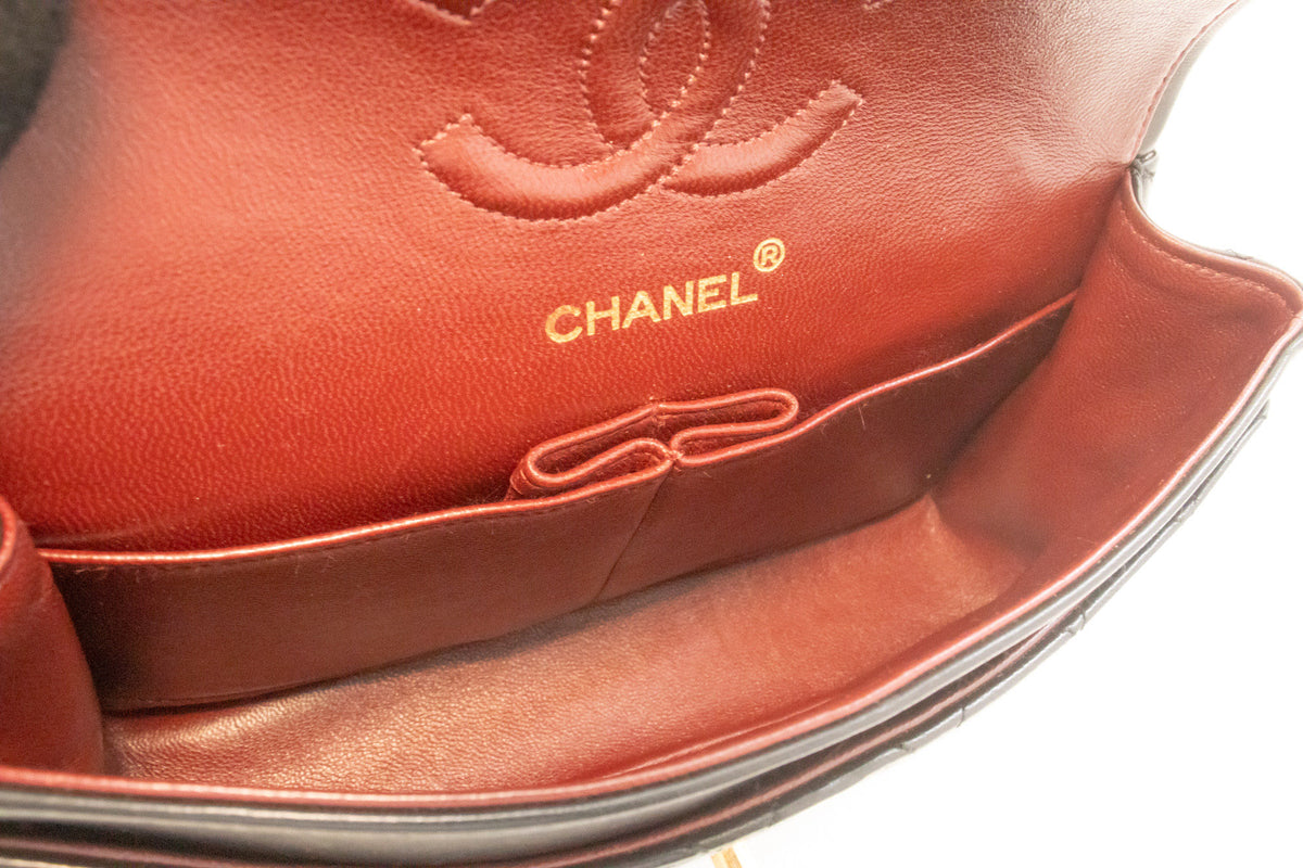 CHANEL Classic Double Flap 9" Chain Shoulder Bag Schwarzes Lammleder ap2 hannari-shop