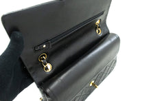 CHANEL Classic Double Flap 10" Chain Shoulder Bag Black Lambskin m90 hannari-shop