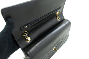 CHANEL Classic Double Flap 10" Chain Shoulder Bag Black Lambskin m90 hannari-shop