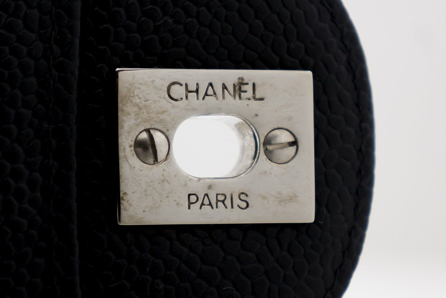 CHANEL Large Classic Handbag Chain Shoulder Bag Flap Black Caviar g66