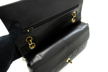 CHANEL Classic Double Flap 10" Chain Shoulder Bag Black Lambskin m75 hannari-shop