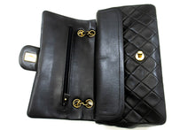 CHANEL Classic Double Flap 10" Chain Shoulder Bag Black Lambskin m75 hannari-shop