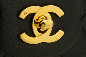 CHANEL Classic Double Flap 9" Chain Shoulder Bag Black Lambskin m85 hannari-shop