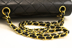 CHANEL Classic Double Flap 9" Chain Shoulder Bag Black Lambskin m85 hannari-shop