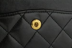 CHANEL Classic Double Flap 9" Chain Shoulder Bag Black Lambskin m85 hannari-shop