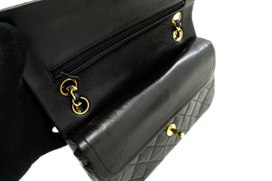 CHANEL Classic Double Flap 9" Chain Shoulder Bag Black Lambskin m85 hannari-shop