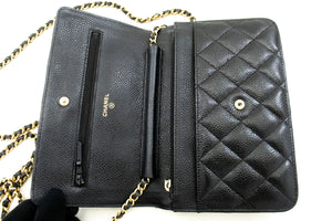 CHANEL Caviar Wallet On Chain WOC Black Shoulder Bag Crossbody n45 hannari-shop