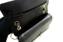 CHANEL Grained Calfskin Double Flap 9" Chain Shoulder Bag Black n49 hannari-shop