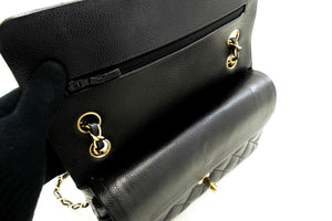 CHANEL Grained Calfskin Double Flap 9" Chain Shoulder Bag Black n49 hannari-shop