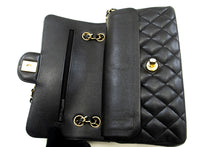 CHANEL Grained Calfskin Double Flap 9" Chain Shoulder Bag Black n49 hannari-shop