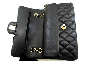 CHANEL Grained Calfskin Double Flap 9" Chain Shoulder Bag Black n49 hannari-shop