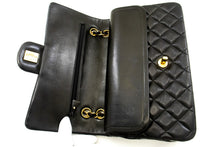 CHANEL Classic Double Flap 10" Chain Shoulder Bag Black Lambskin n44 hannari-shop