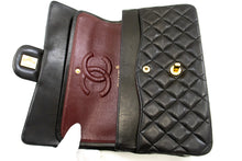 CHANEL Classic Double Flap 10" Chain Shoulder Bag Black Lambskin n44 hannari-shop