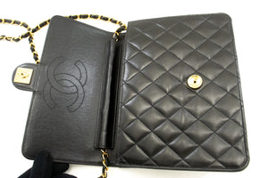 CHANEL Small Chain Shoulder Bag Clutch Black Quilted Flap Lambskin n85 hannari-shop