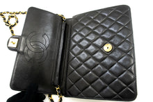 CHANEL Small Chain Shoulder Bag Clutch Black Quilted Flap Lambskin p06 hannari-shop