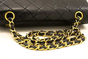 CHANEL Classic Double Flap 9" Chain Shoulder Bag Black Lambskin p02 hannari-shop