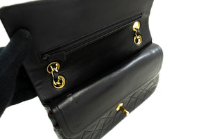 CHANEL Classic Double Flap 9" Chain Shoulder Bag Black Lambskin p02 hannari-shop