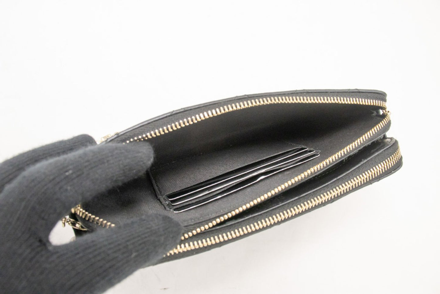 CHANEL Lammleder Perlen Geldbörse an Kette WOC Doppelreißverschluss Kettentasche L17