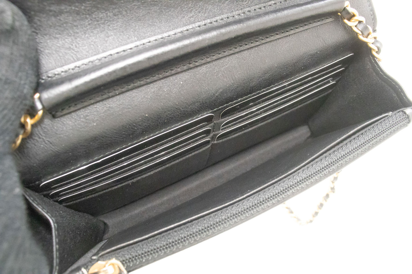 CHANEL V-Stitch Geldbörse aus Kalbsleder mit Kette WOC Umhängetasche ab2 hannari-shop