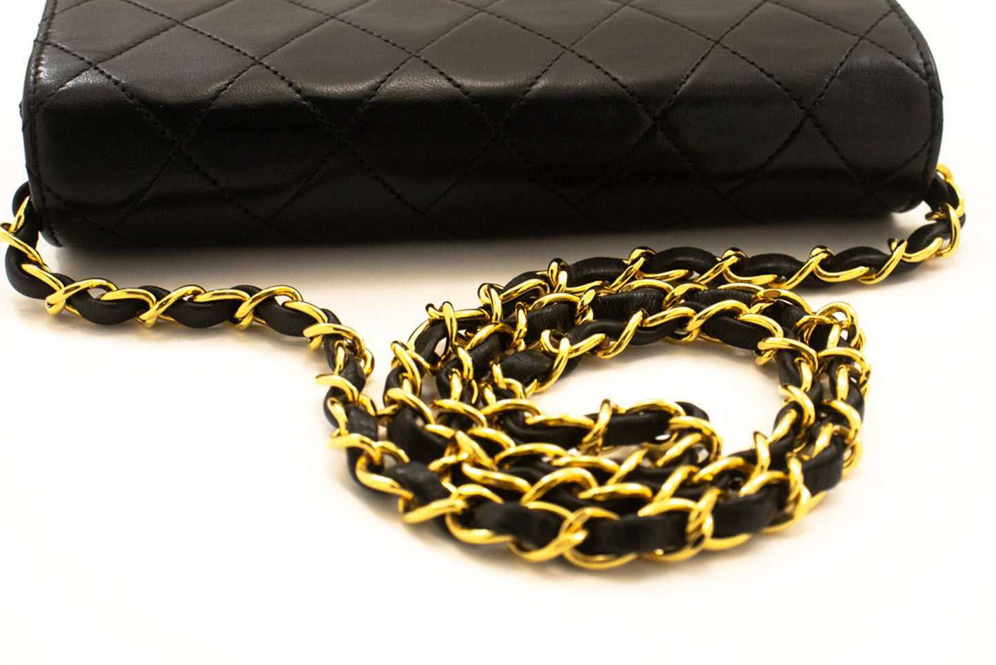 CHANEL Full Flap Small Chain Schultertasche Clutch Schwarz Steppung ab7 hannari-shop