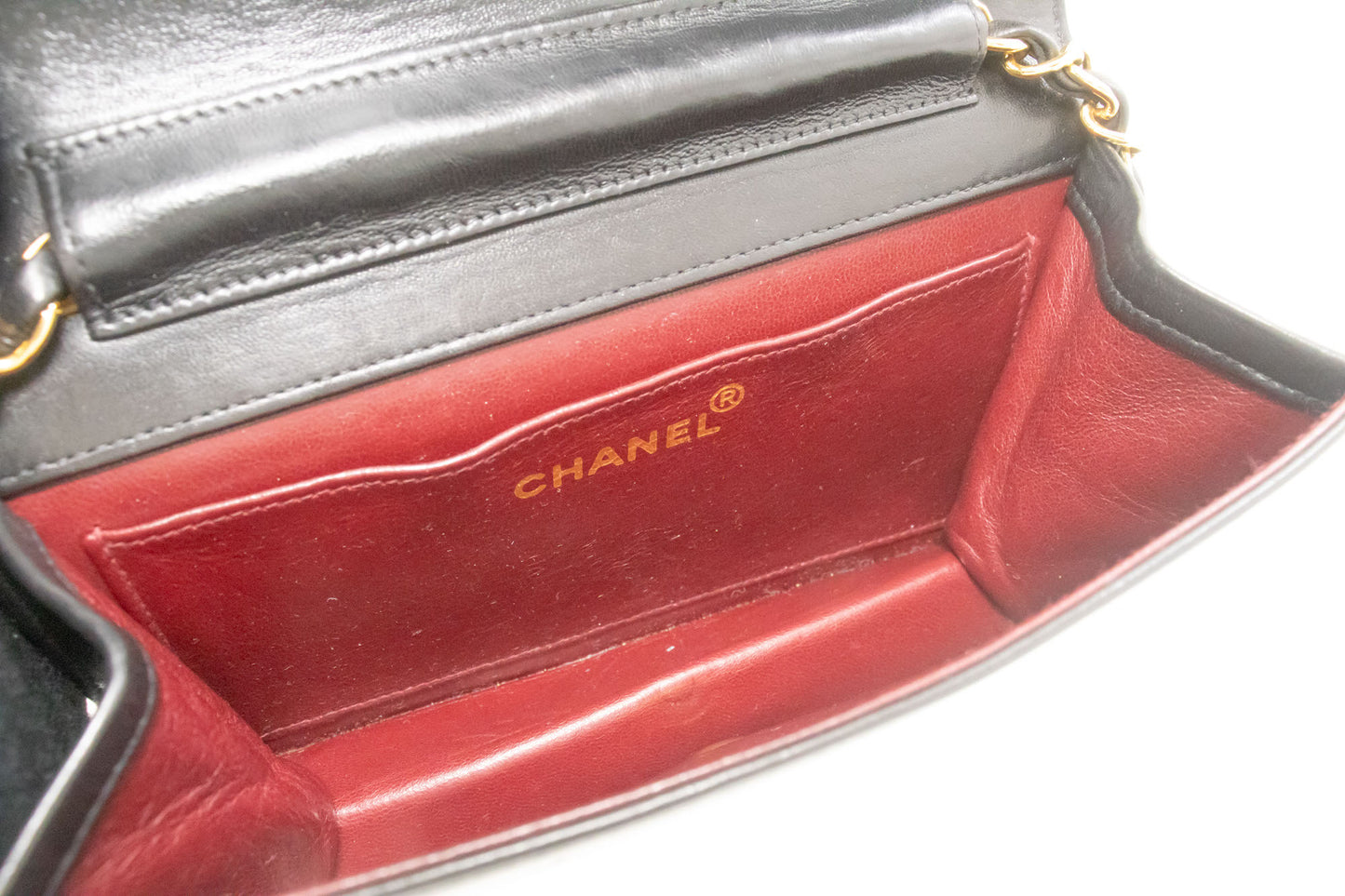 CHANEL Full Flap Small Chain Schultertasche Clutch Schwarz Steppung ab7 hannari-shop