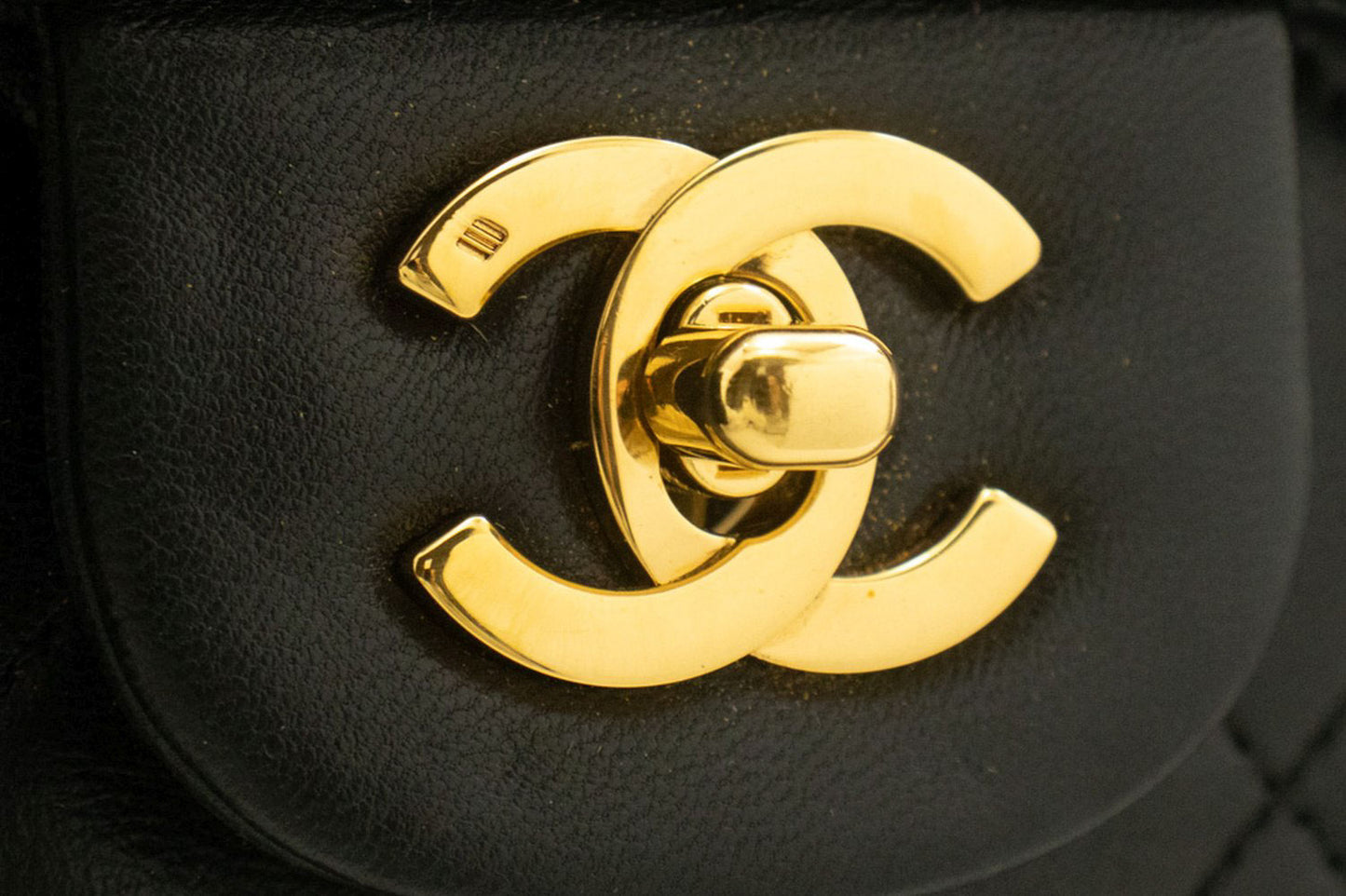 CHANEL Classic Double Flap Square Chain Schultertasche Schwarz Lamm ad7 hannari-shop