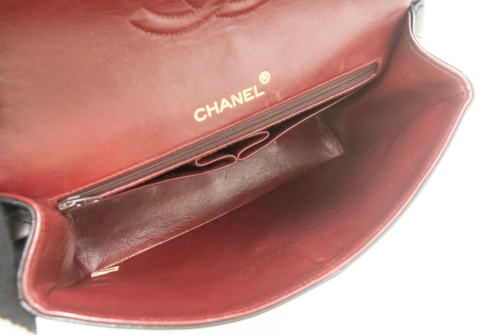 CHANEL Classic Double Flap Square Chain Schultertasche Schwarz Lamm ad7 hannari-shop