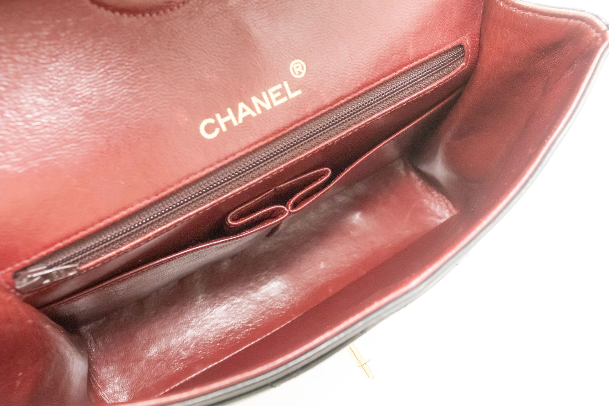 CHANEL Classic Double Flap Square Chain Schultertasche Schwarz Lamm ad7 hannari-shop