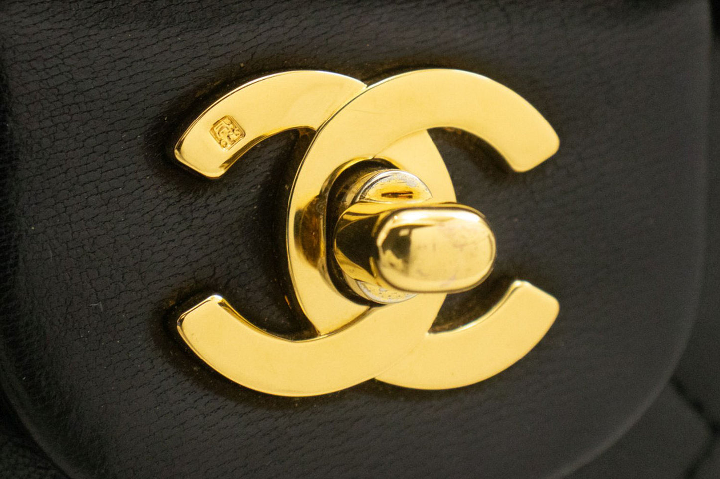CHANEL Classic Double Flap 10" Kettenschultertasche Schwarz Lammleder ad8 hannari-shop