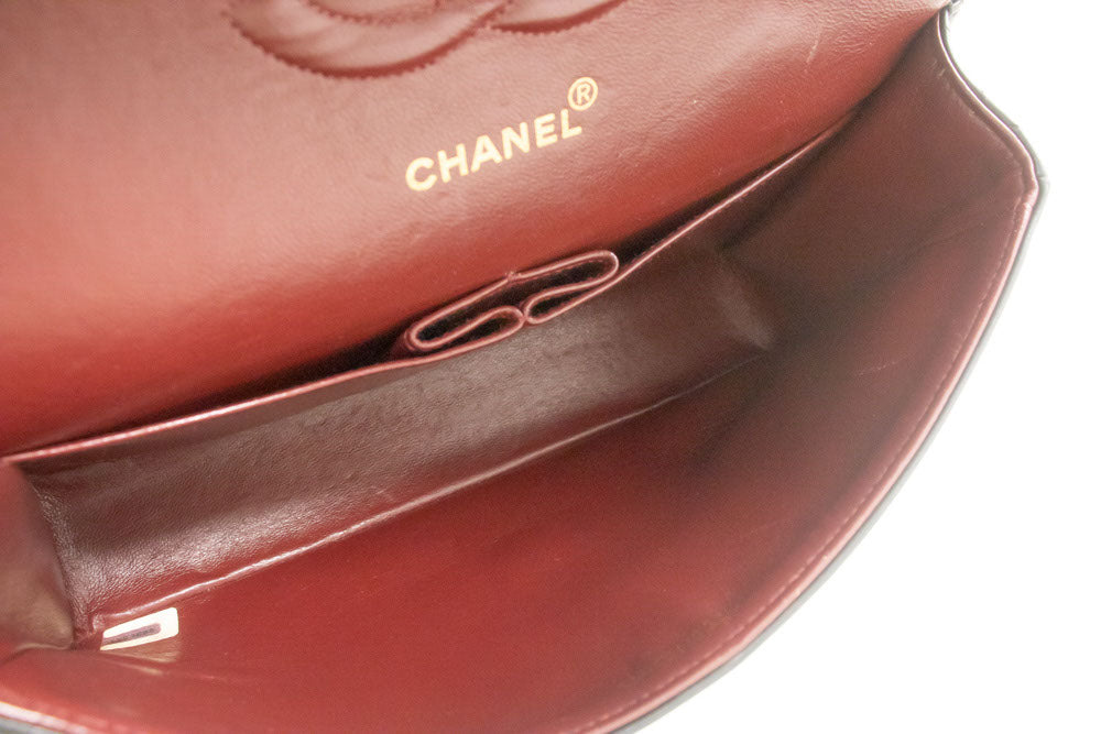 CHANEL Classic Double Flap 10" Kettenschultertasche Schwarz Lammleder ad8 hannari-shop