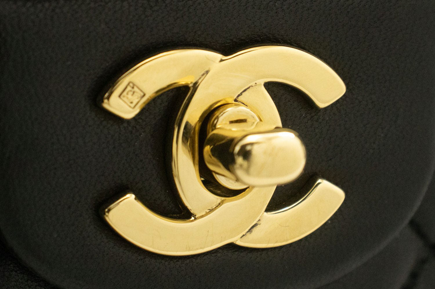 CHANEL Classic Double Flap 10" Kettenschultertasche Schwarz Lammleder ac9 hannari-shop