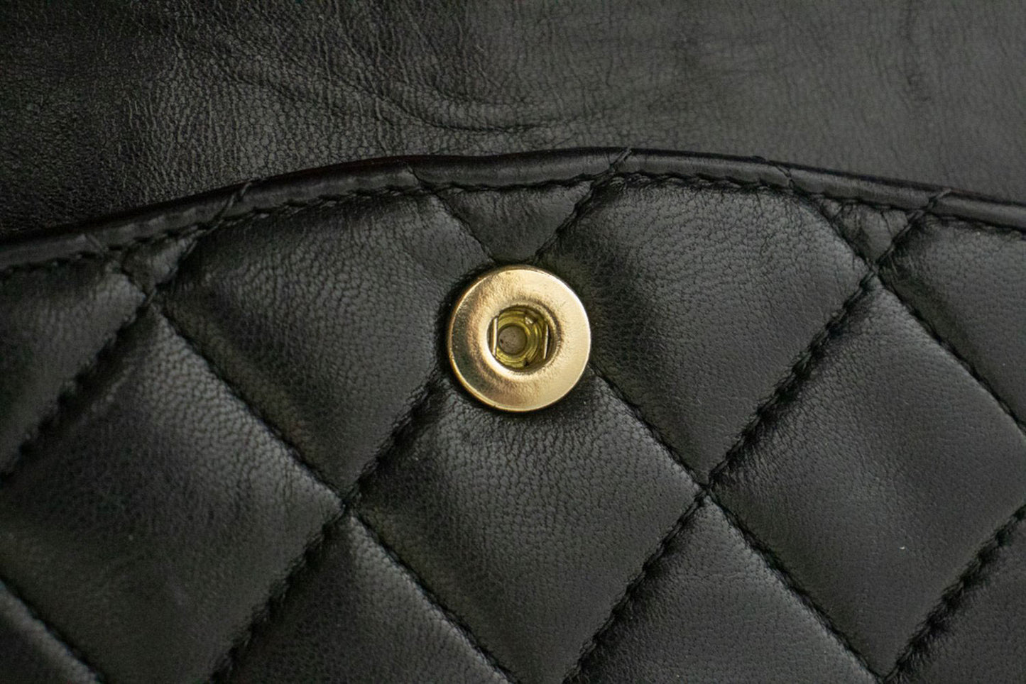 CHANEL Classic Double Flap 10" Kettenschultertasche Schwarz Lammleder ac9 hannari-shop