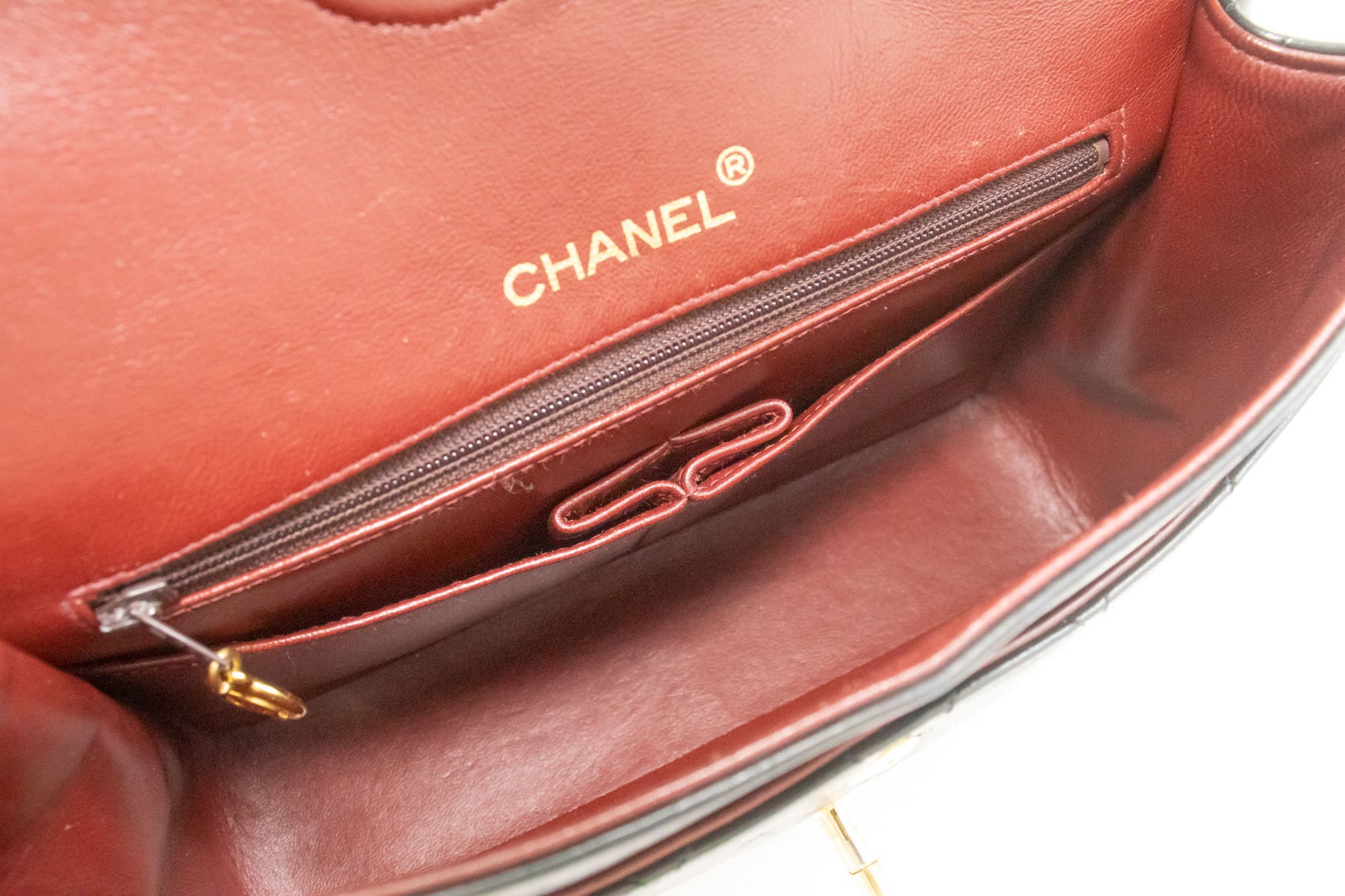 CHANEL Classic Double Flap Square Chain Schultertasche Schwarz Lamm ad1 hannari-shop