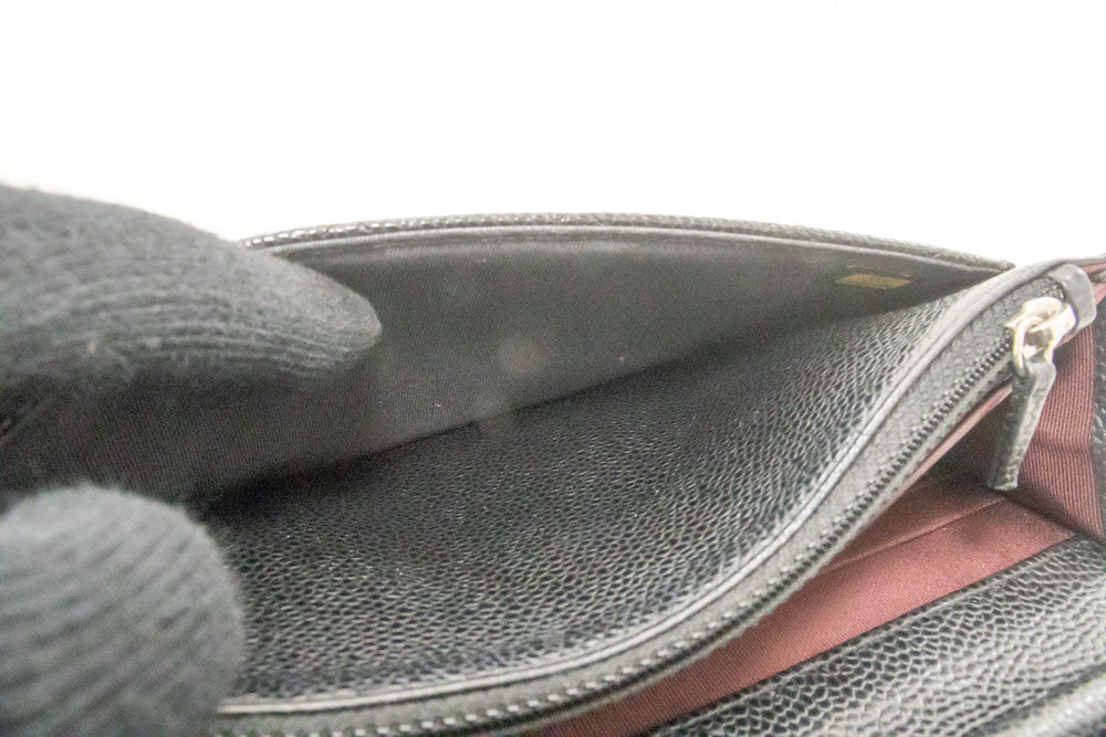CHANEL Grained Calfskin Wallet On Chain WOC Black Shoulder Bag af7 hannari-shop