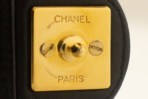 CHANEL Small Chain Shoulder Bag Clutch Black Quilted Flap Lambskin L81