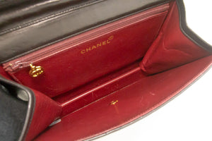 CHANEL Small Chain Shoulder Bag Clutch Black Quilted Flap Lambskin L81