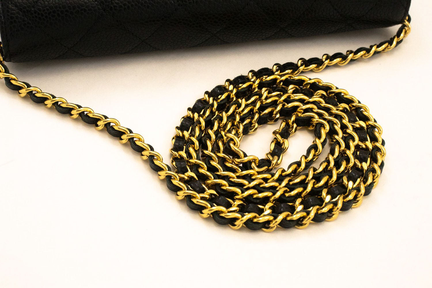 CHANEL Grained Calfskin Wallet On Chain WOC Black Shoulder Bag af8 hannari-shop