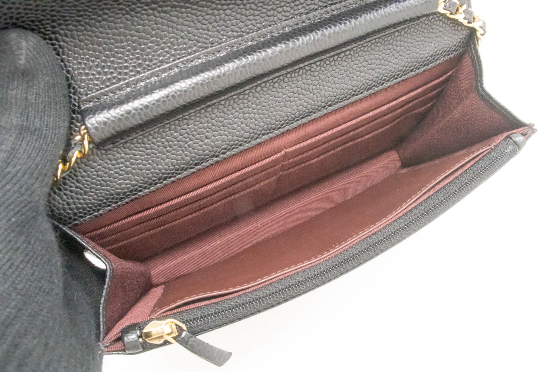 CHANEL Grained Calfskin Wallet On Chain WOC Black Shoulder Bag af8 hannari-shop