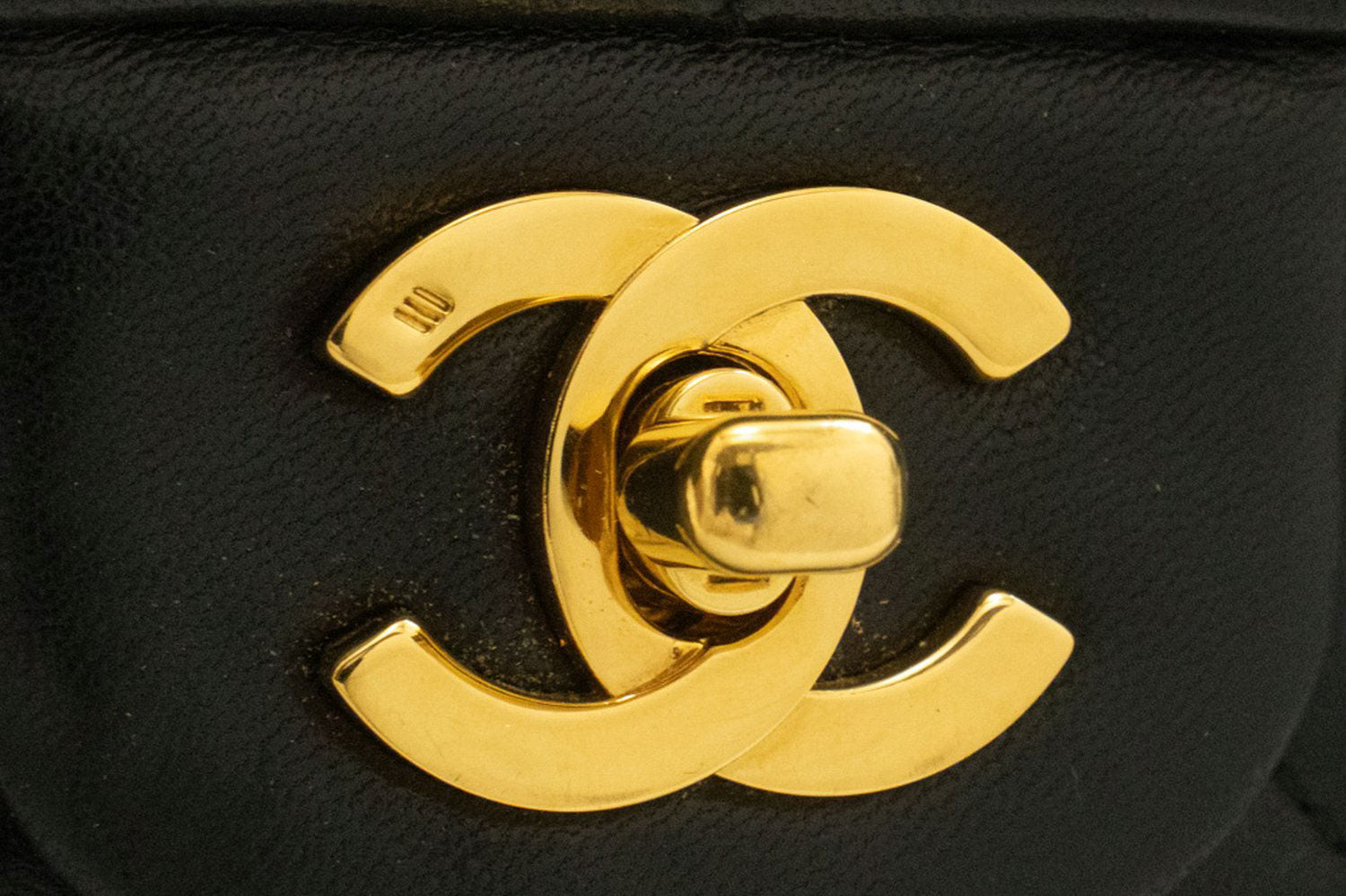CHANEL Classic Double Flap 10" Schultertasche mit Kette, Schwarz, Lammleder ag1 hannari-shop