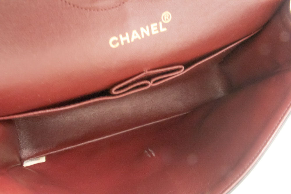 CHANEL Classic Double Flap 10" Schultertasche mit Kette, Schwarz, Lammleder ag1 hannari-shop