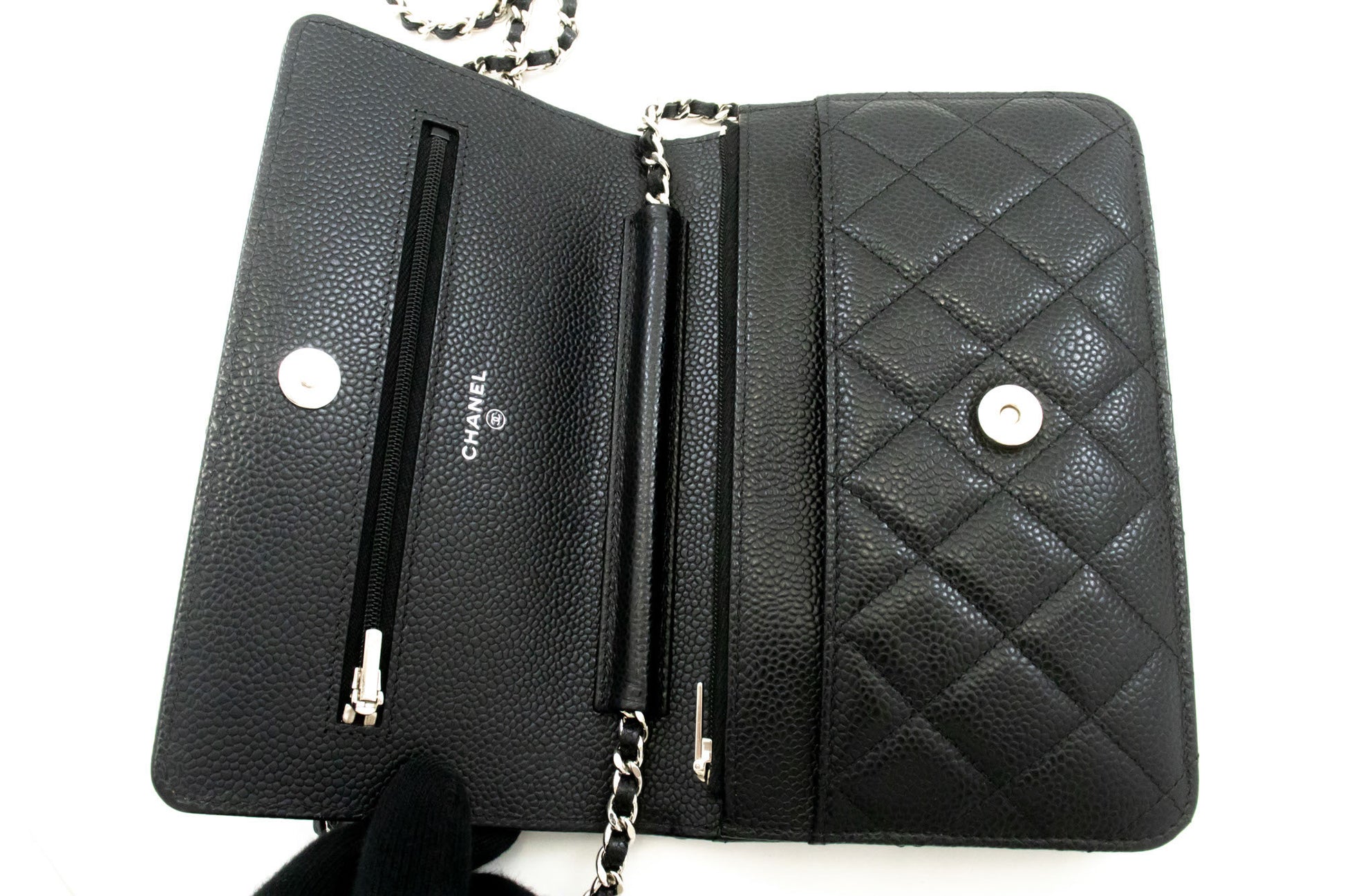CHANEL Grained Calfskin Wallet On Chain WOC Black Shoulder Bag af5 hannari-shop