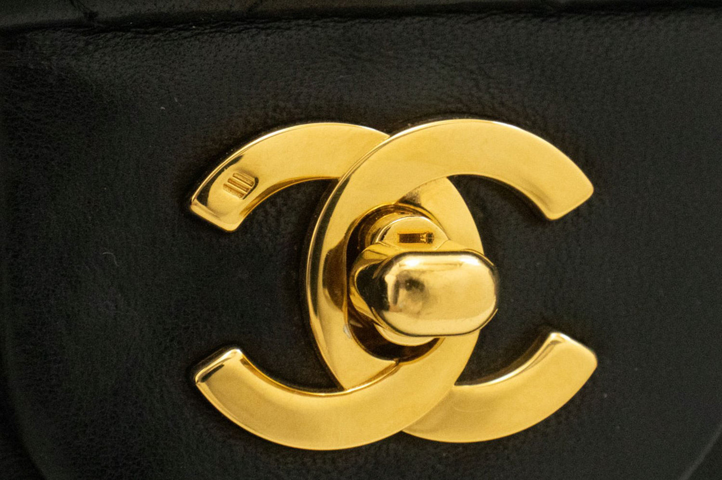 CHANEL Classic Double Flap 9" Chain Schultertasche Schwarz Lammleder ag6 hannari-shop
