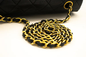 CHANEL Full Flap Chain Shoulder Bag Clutch Black Quilted Lambskin L97