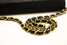 CHANEL Full Flap Chain Shoulder Bag Clutch Black Quilted Lambskin m06